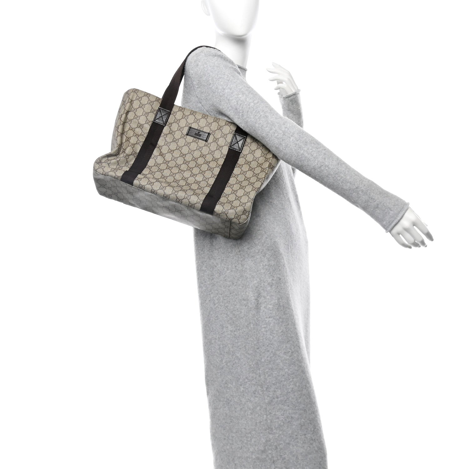 GG Plus Monogram Medium Tote Dark Brown
