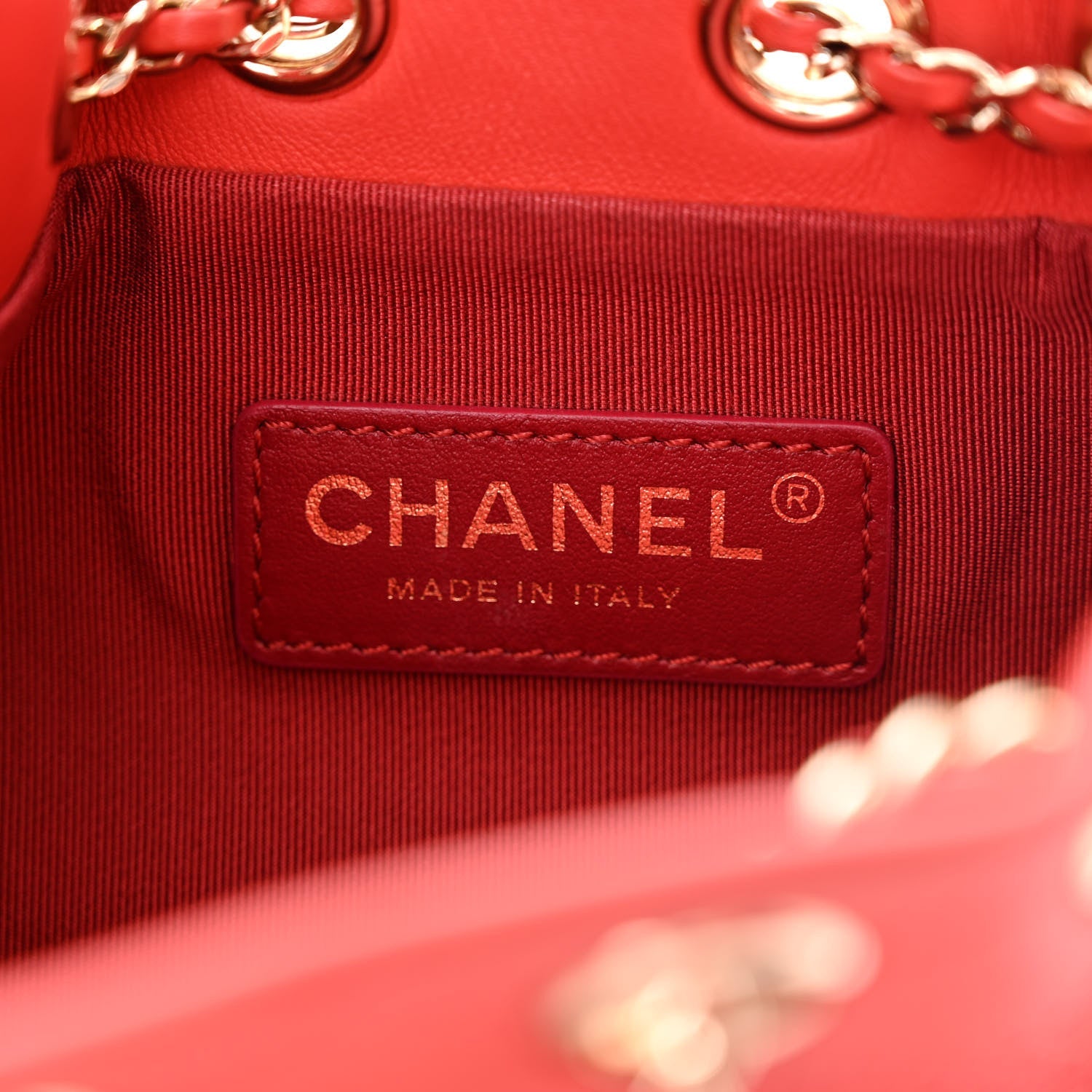 Calfskin Stitched Mini Drawstring CC Bag Red