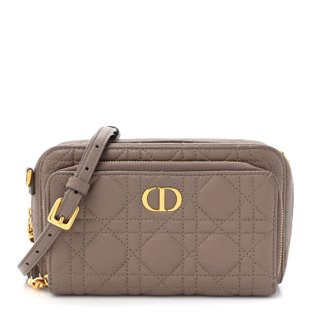 Supple Calfskin Caro Double Pouch Warm Taupe