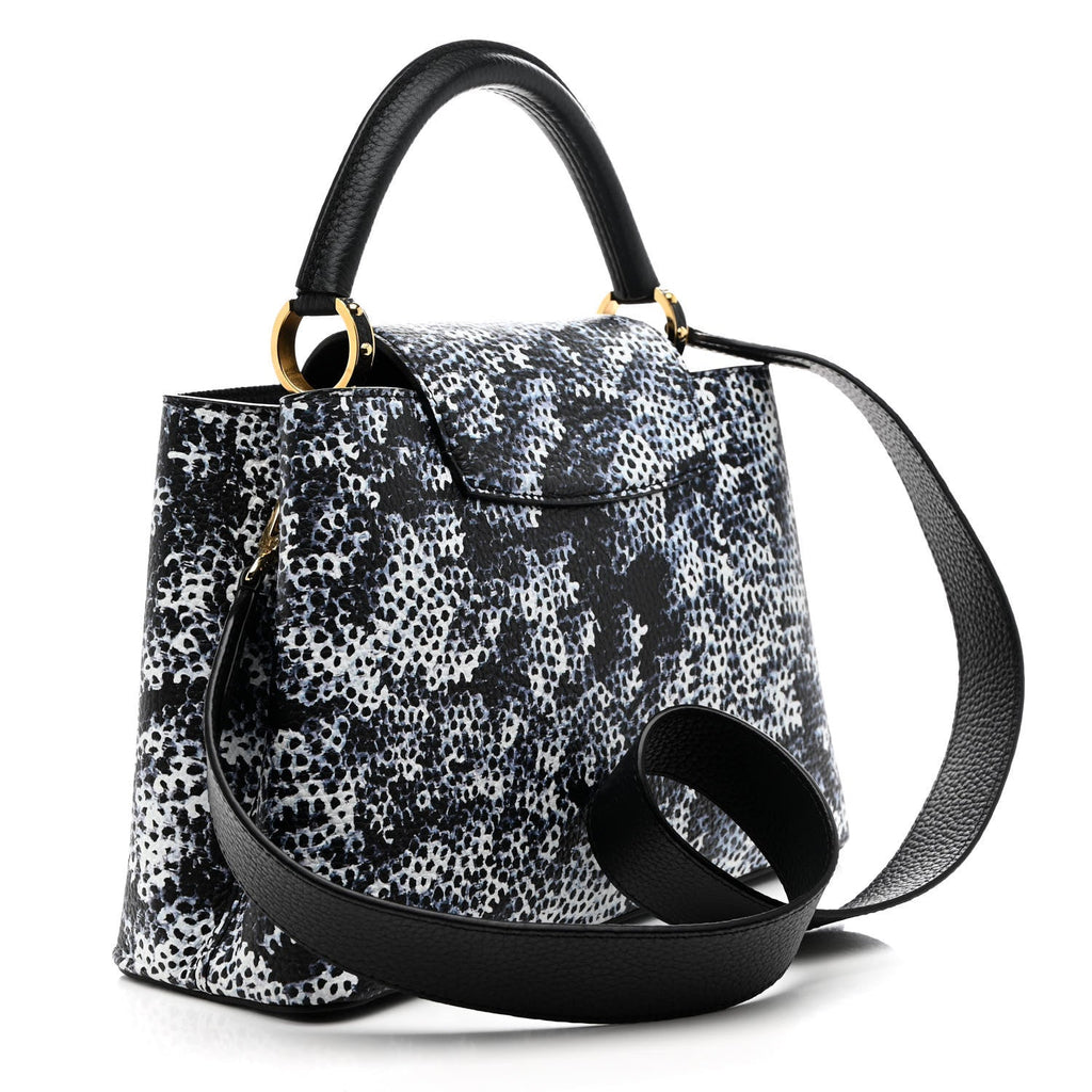 LV X YK Taurillon Infinity Net Capucines MM Black Blue