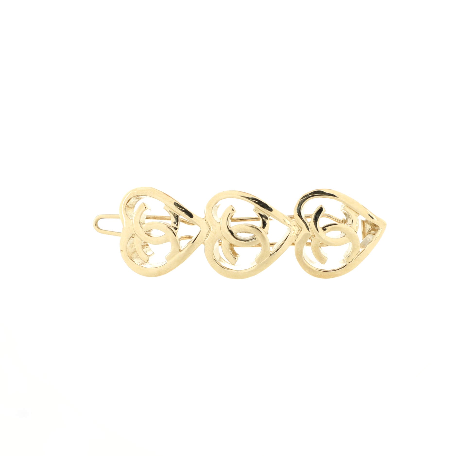 Coco In Love Triple Heart CC Hair Clip Barrette Metal