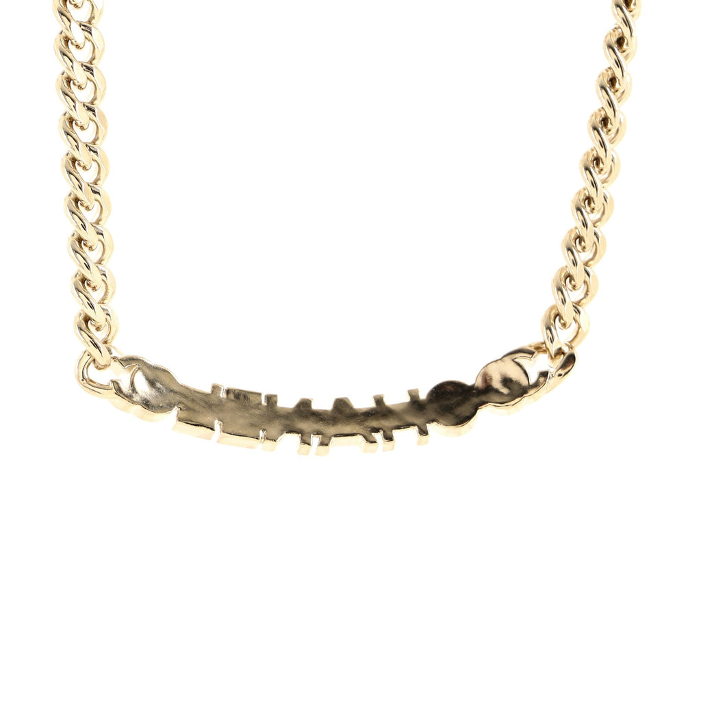 Logo CC Plate Choker Necklace Metal with Enamel
