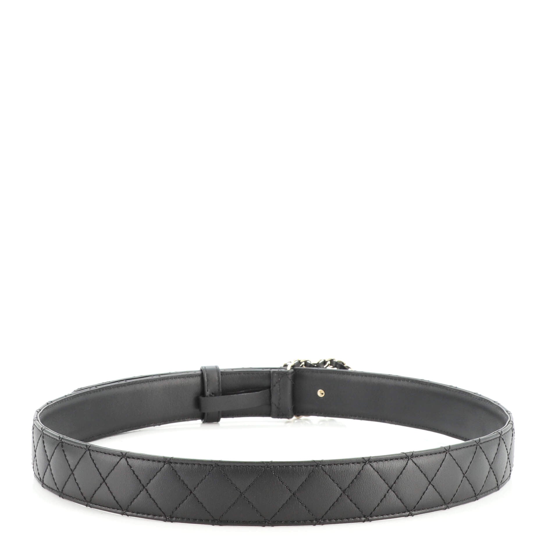 Woven Chain CC Buckle Belt Quilted Leather Medium 90