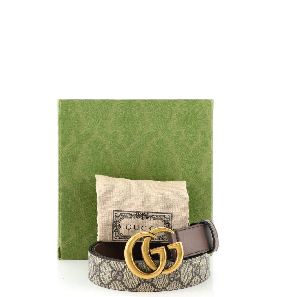 GG Marmont Belt Leather and GG Coated Canvas Medium 90