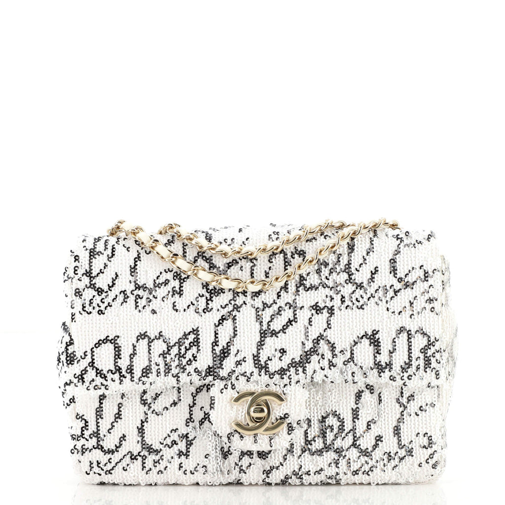 Classic Single Flap Bag Logo Signature Sequins Mini