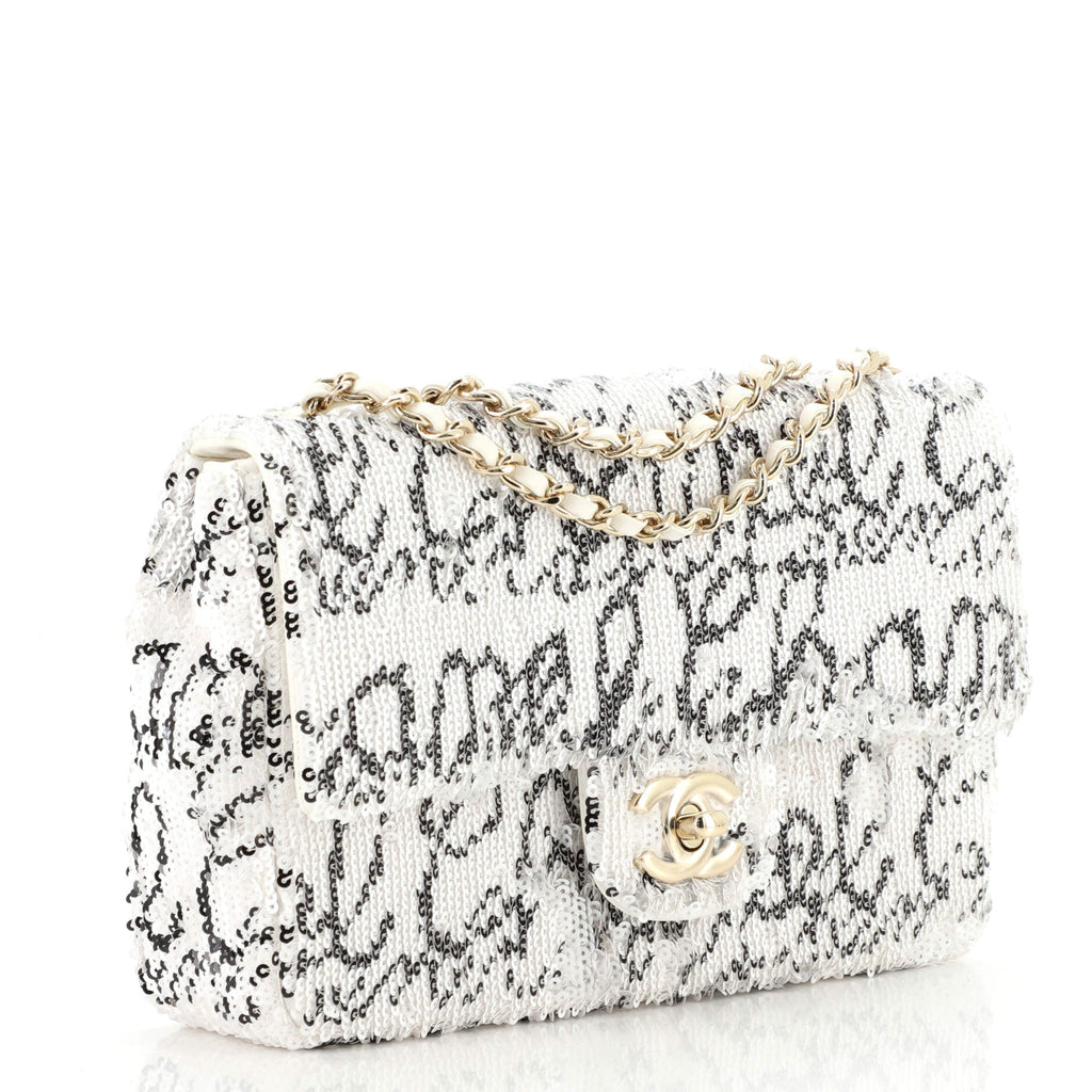 Classic Single Flap Bag Logo Signature Sequins Mini