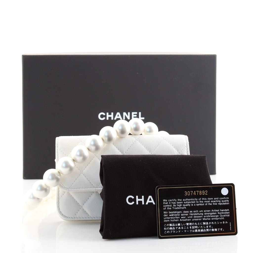 Pearl Strap Clutch with Chain Quilted Calfskin