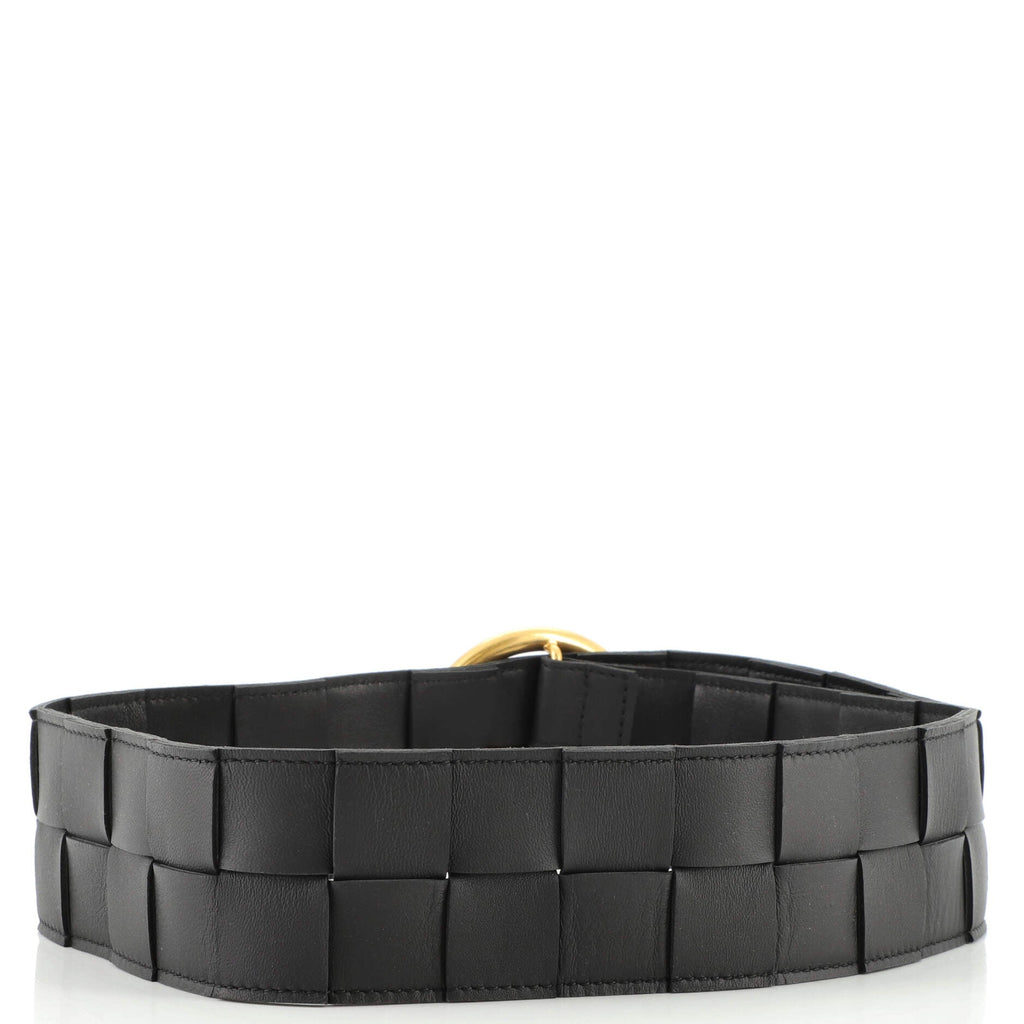 Circular Buckle Belt Maxi Intrecciato Leather Wide 75
