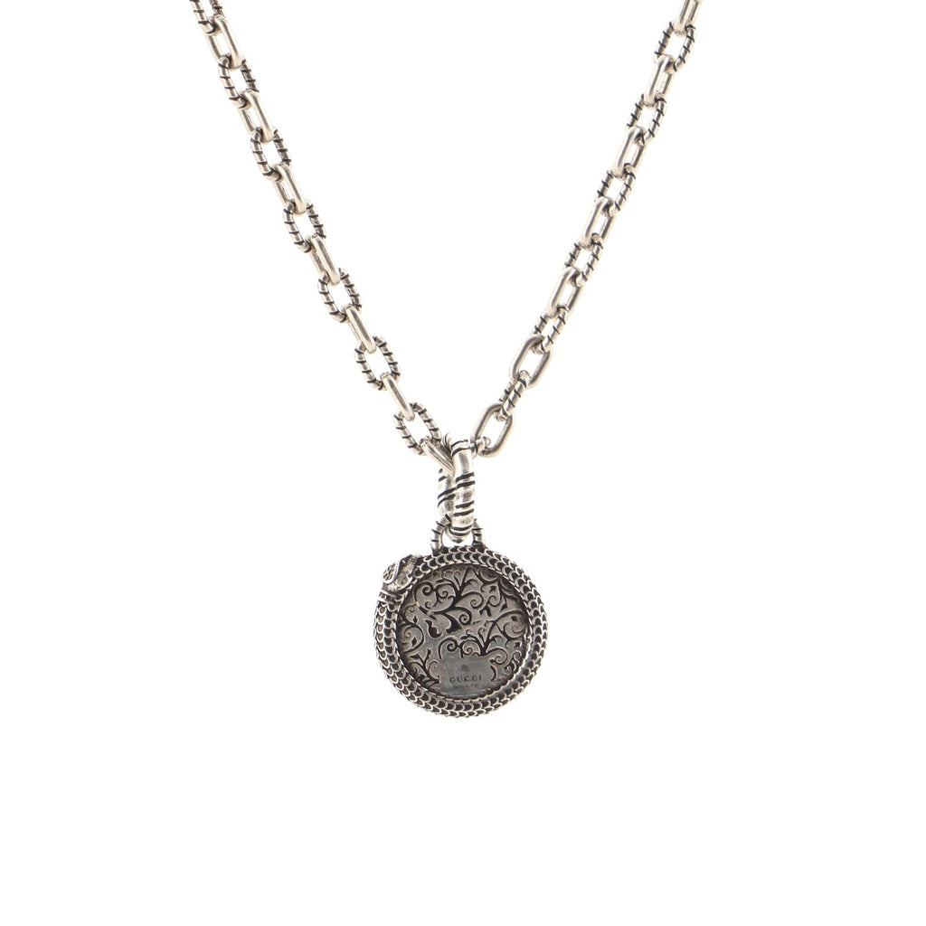 Garden Round Pendant Necklace Sterling Silver and Malachite