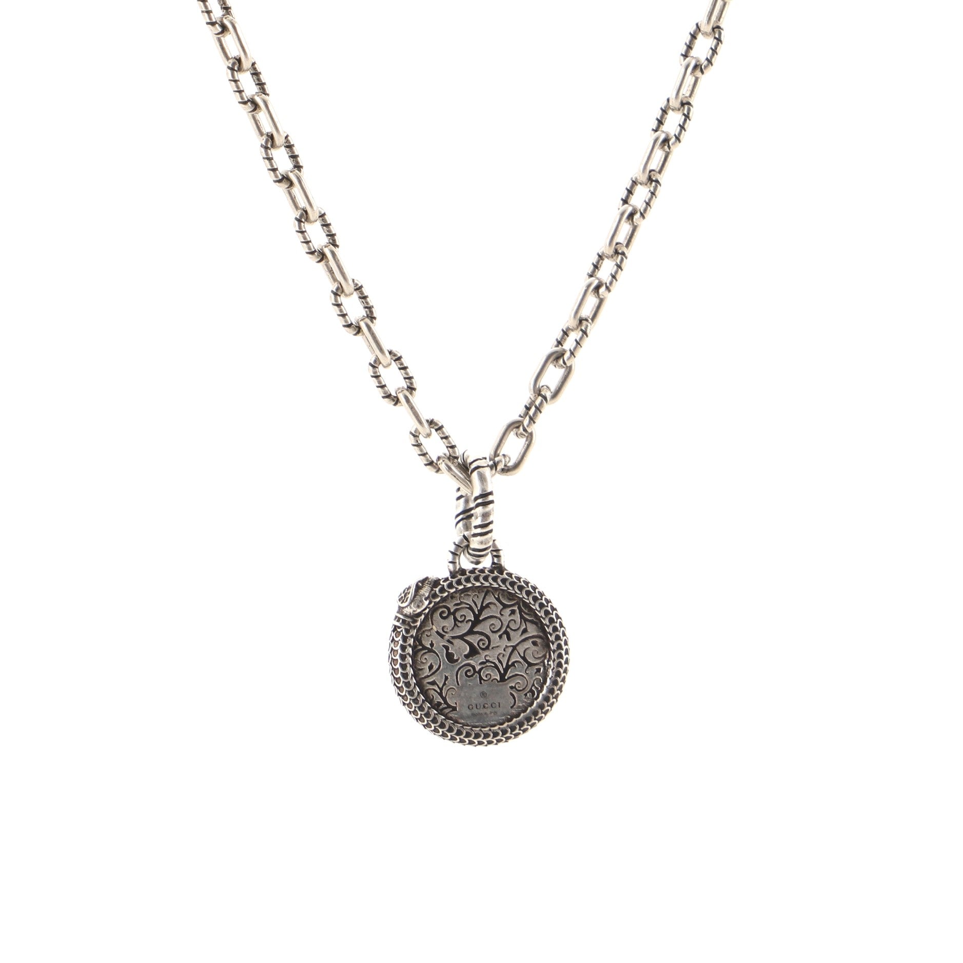 Garden Round Pendant Necklace Sterling Silver and Malachite