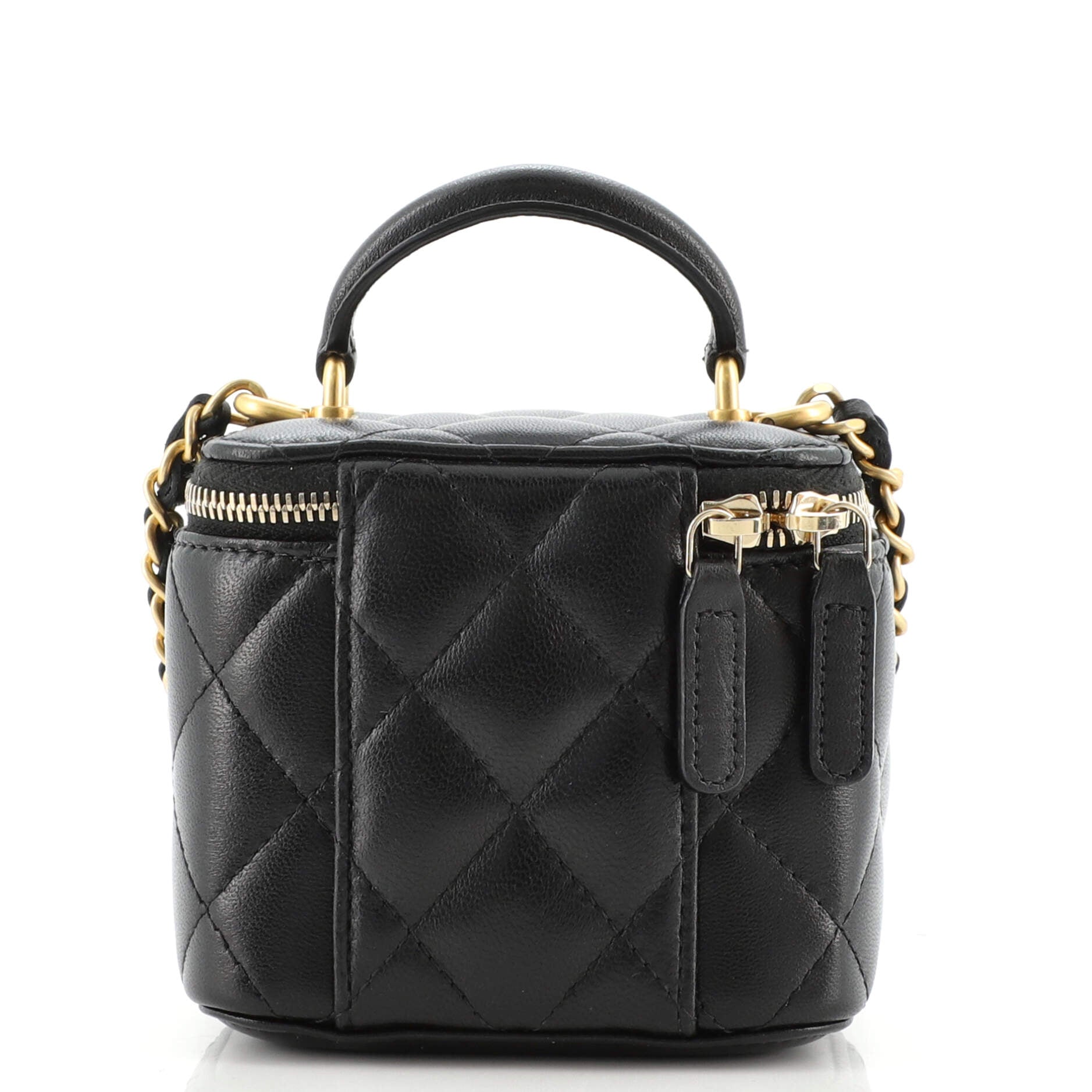 Classic Top Handle Vanity Case with Chain Quilted Lambskin Mini
