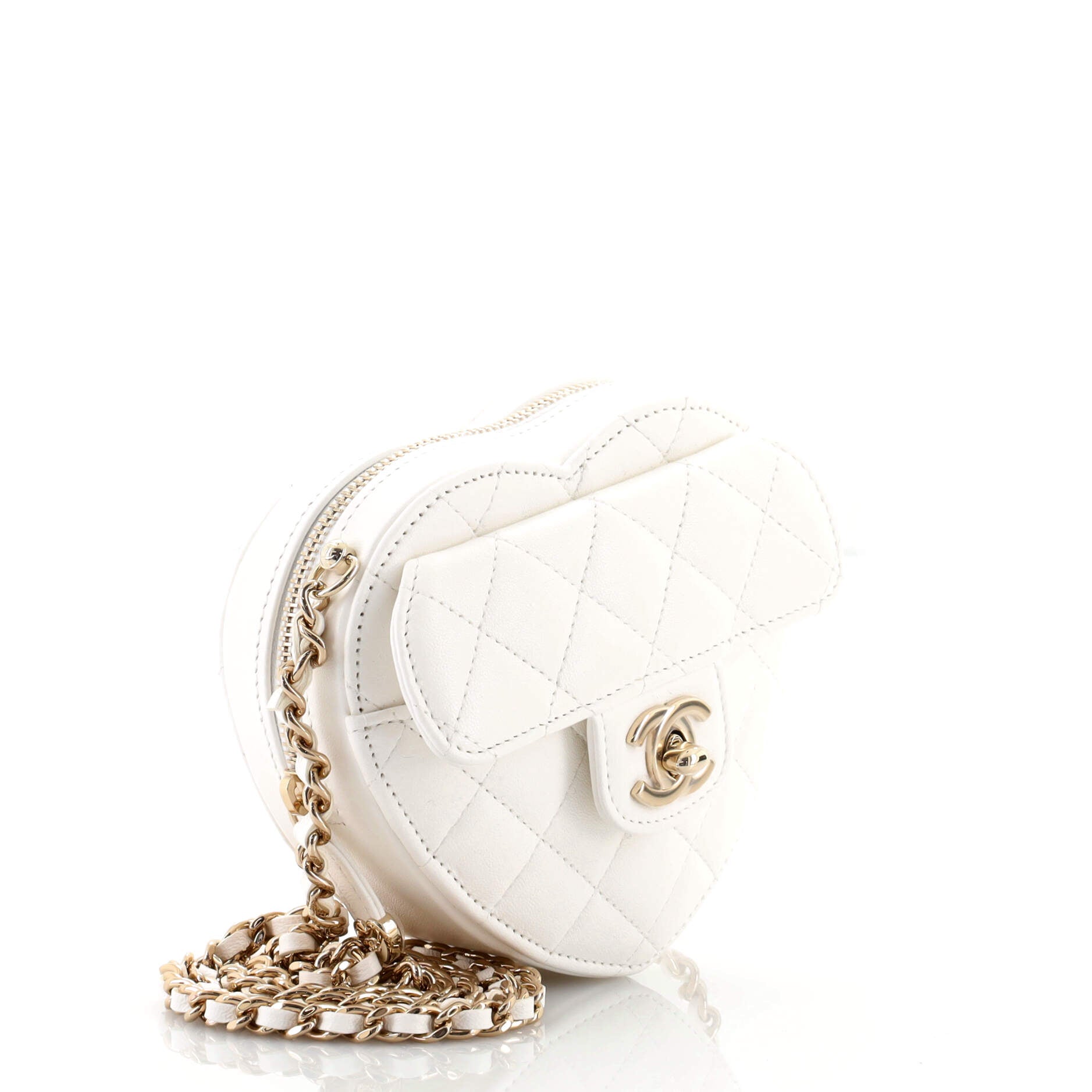 CC in Love Heart Clutch with Chain Quilted Lambskin