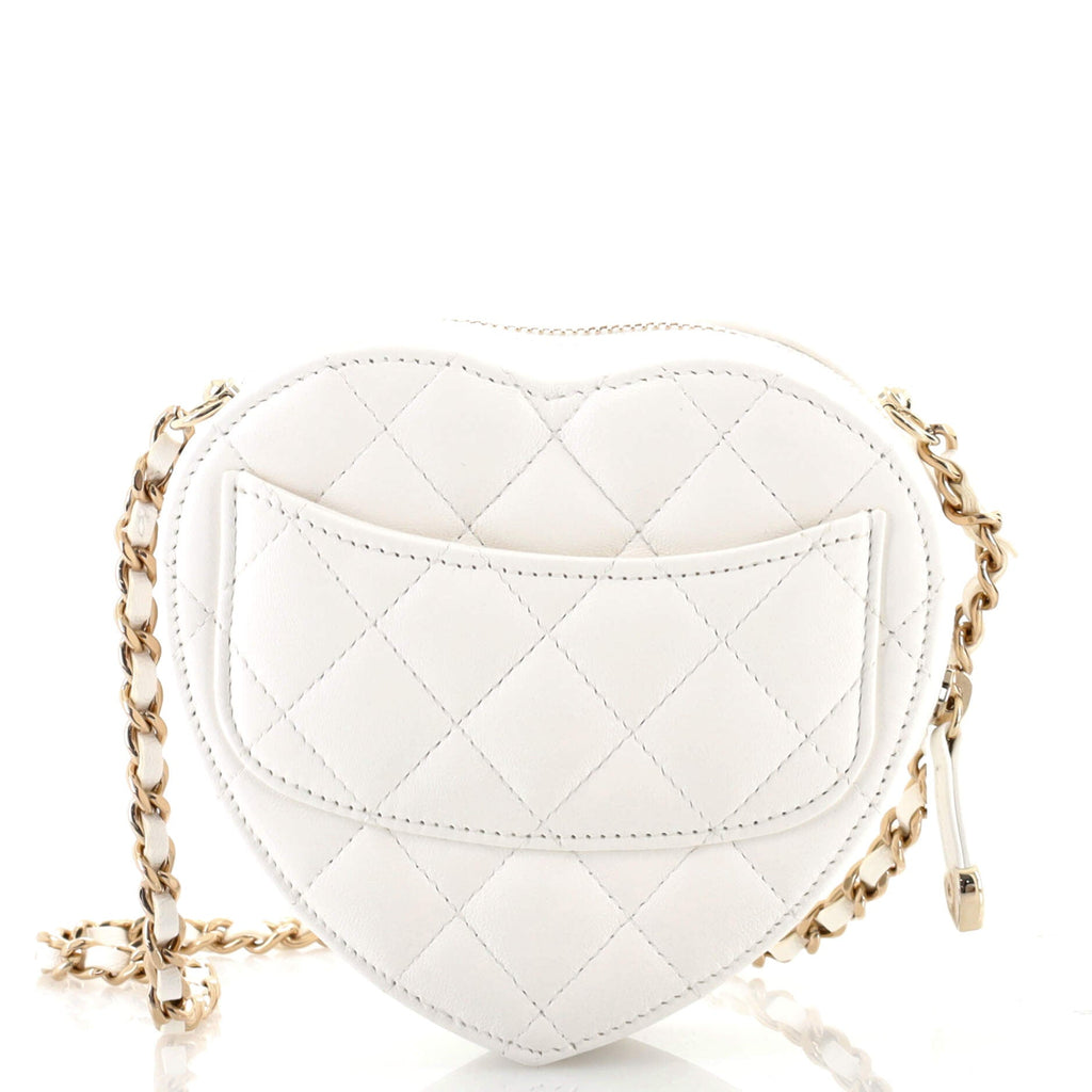 CC in Love Heart Clutch with Chain Quilted Lambskin