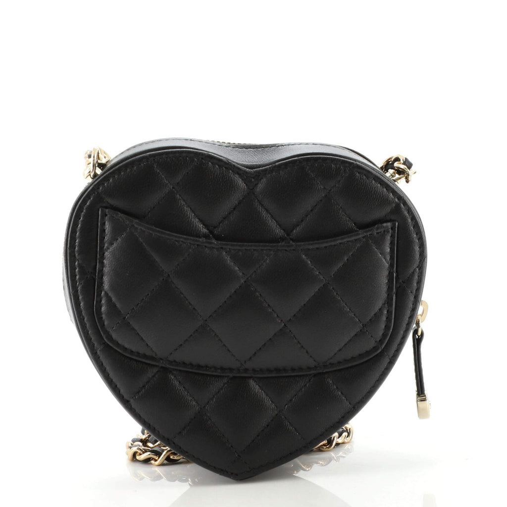 CC in Love Heart Clutch with Chain Quilted Lambskin