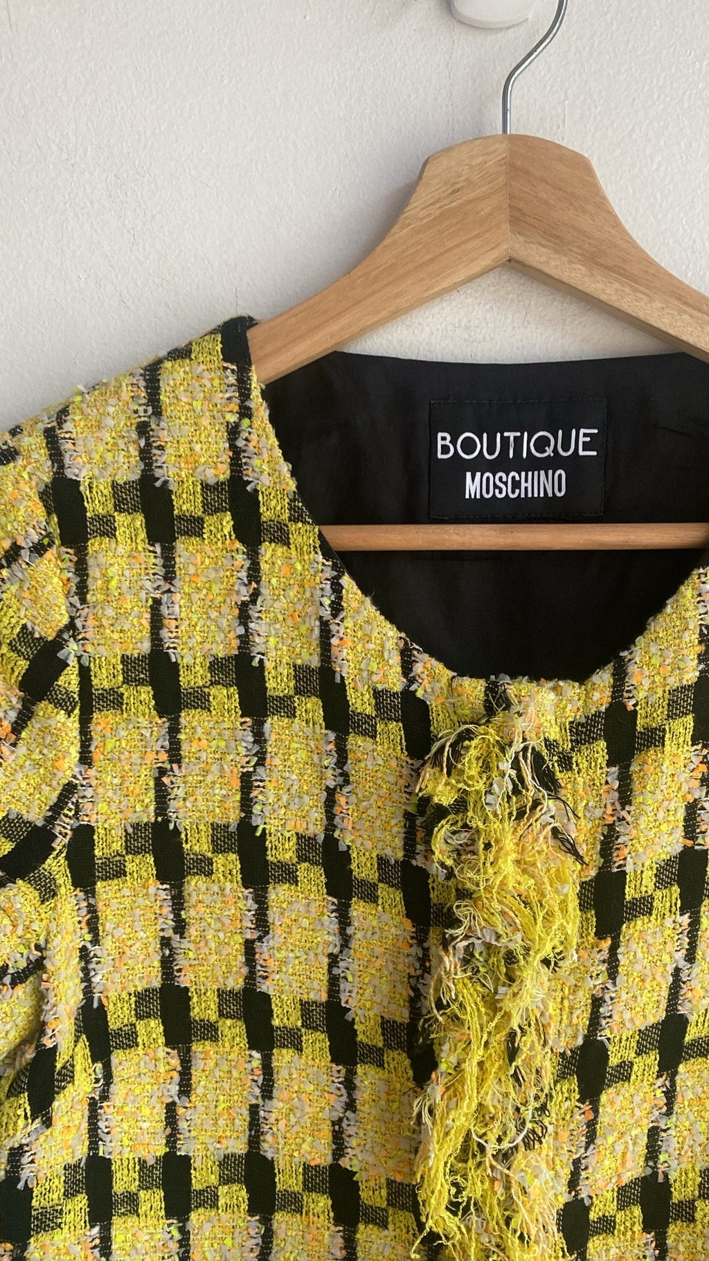 Moschino Yellow Tweed Shift Dress - US 6