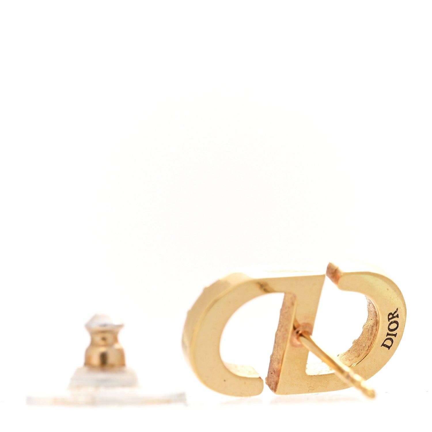 Crystal Petit CD Stud Earrings Gold