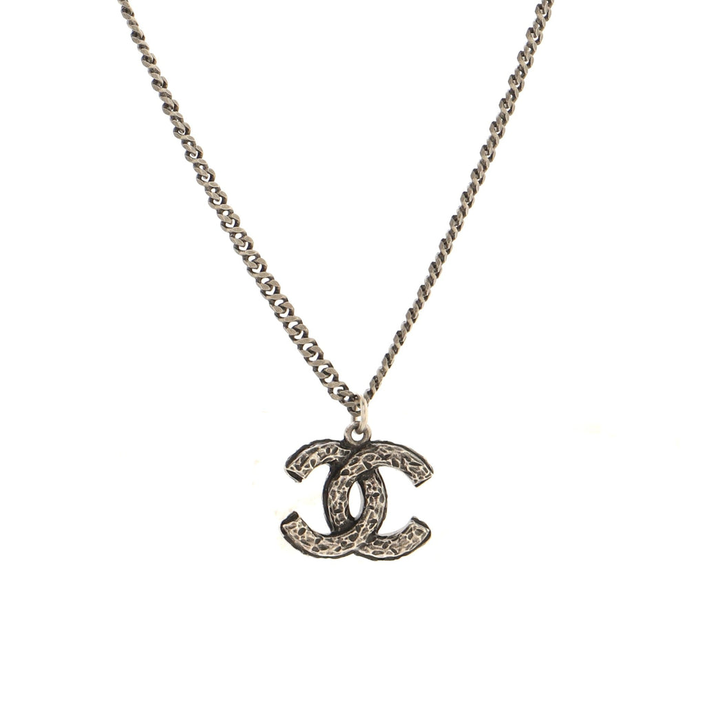 CC Pendant Necklace Metal with Crystals and Faux Pearls