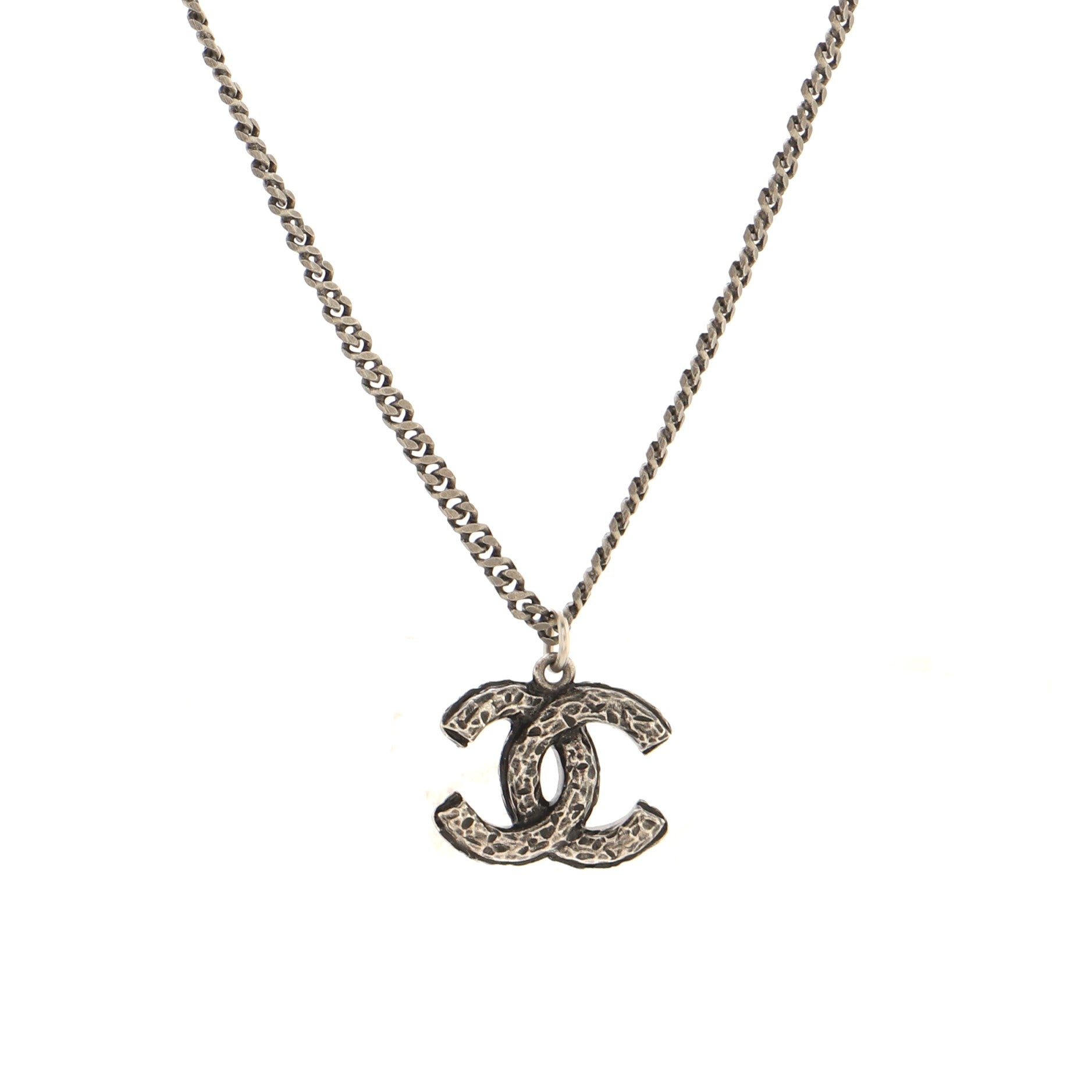 CC Pendant Necklace Metal with Crystals and Faux Pearls