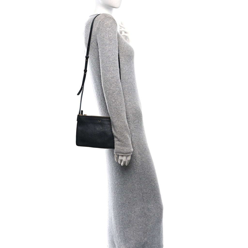 Lambskin Small Trio Crossbody Bag Black