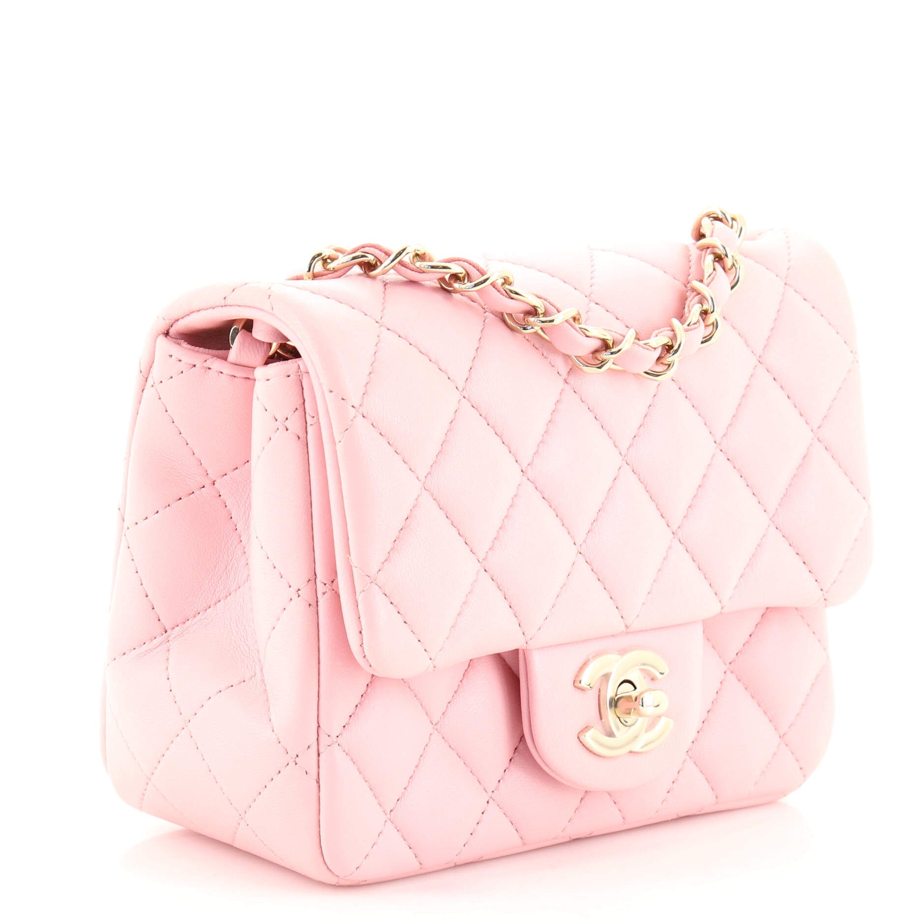 Square Classic Single Flap Bag Quilted Lambskin Mini