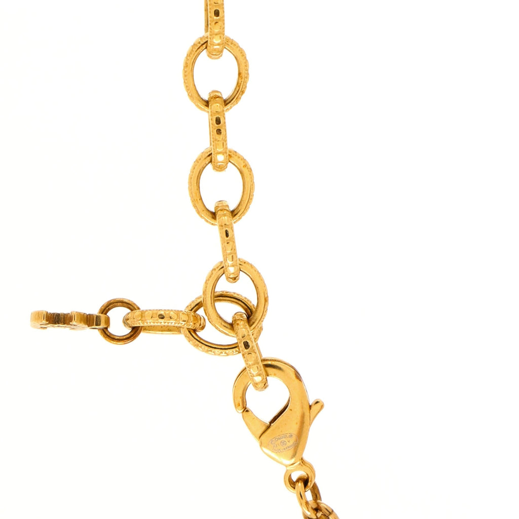 CC Pendant Short Necklace Faux Pearls and Metal with Crystals
