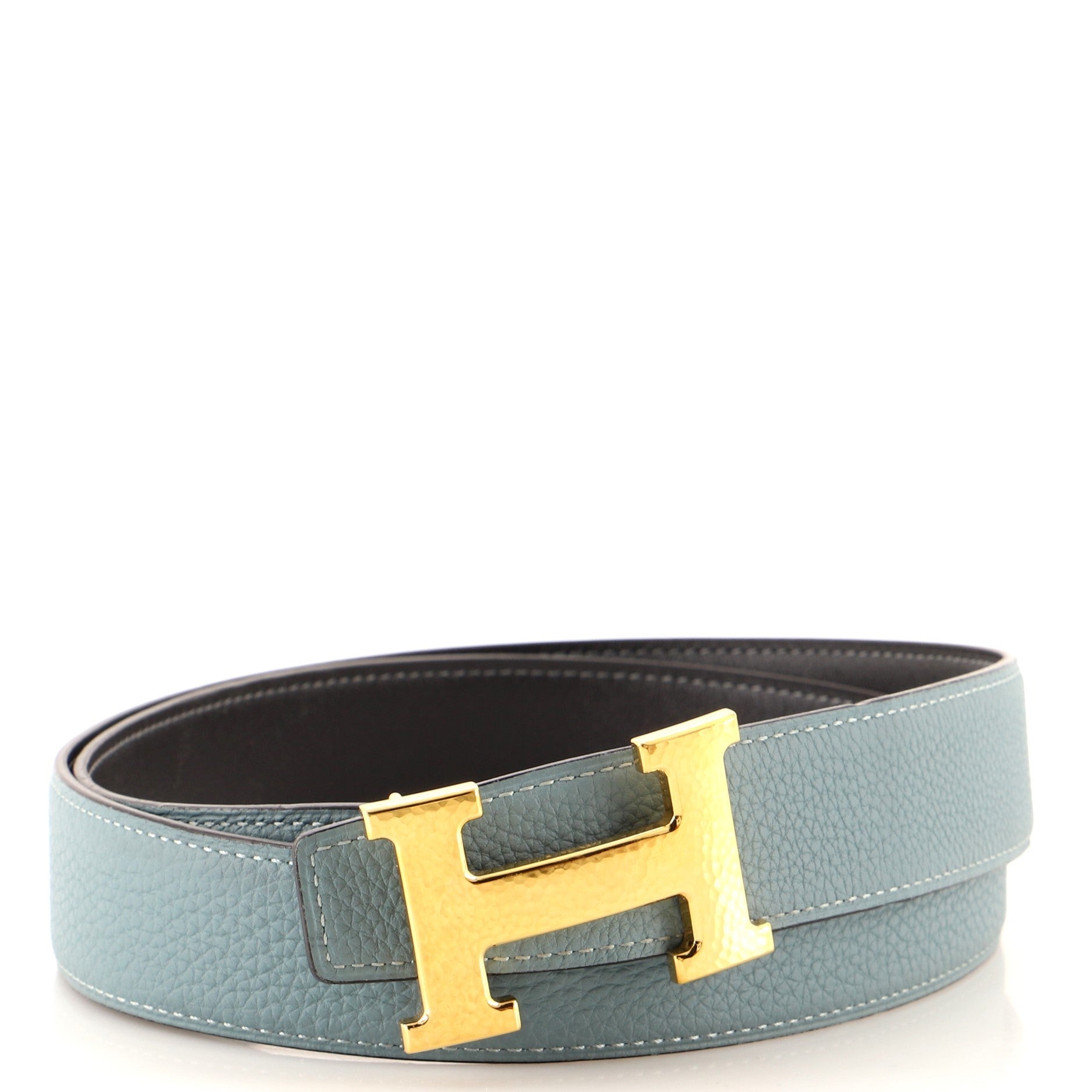 Constance Martelee H Reversible Belt Leather with Hammered Hardware Medium 90