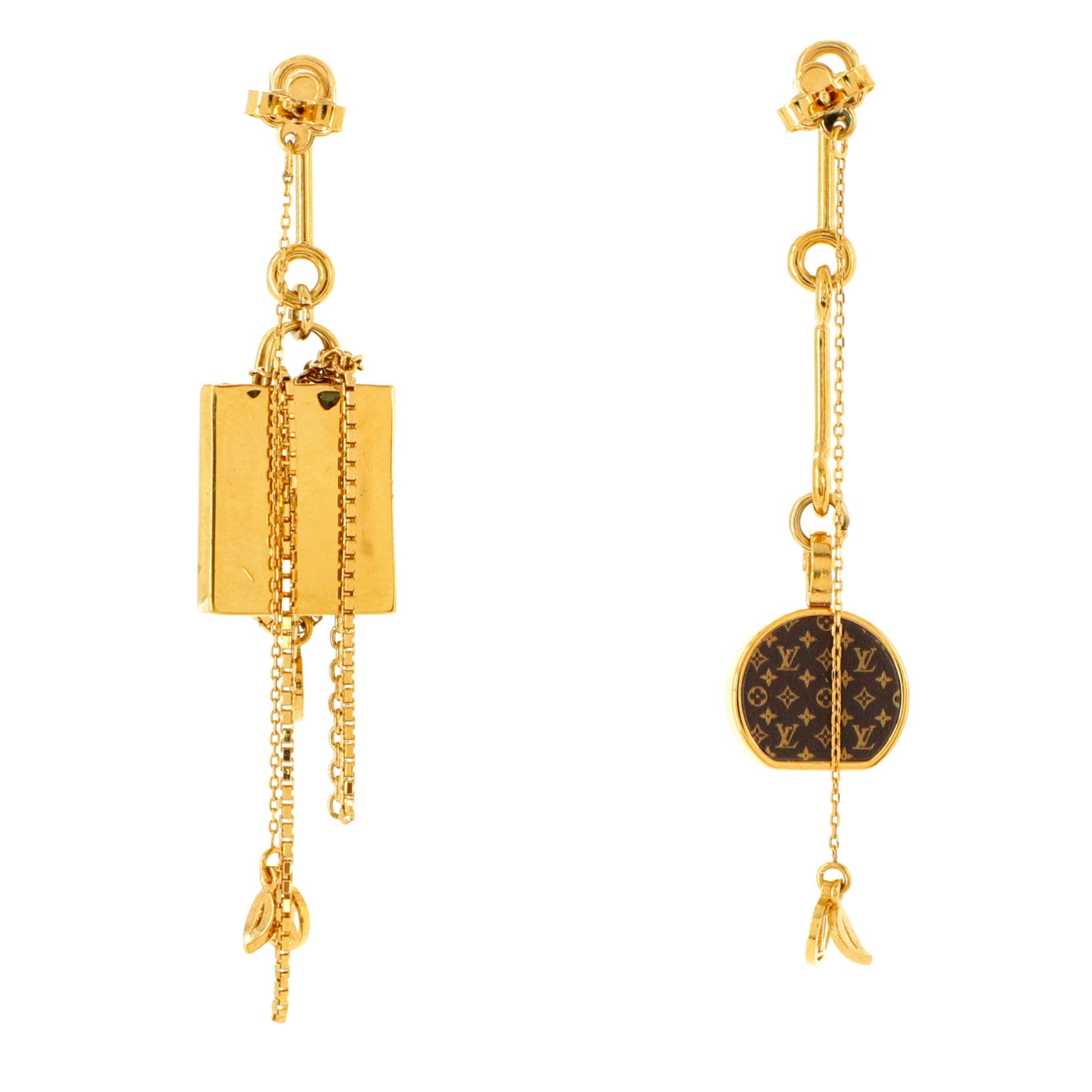 Mini LV Boite Chapeau Asymmetric Earrings Metal