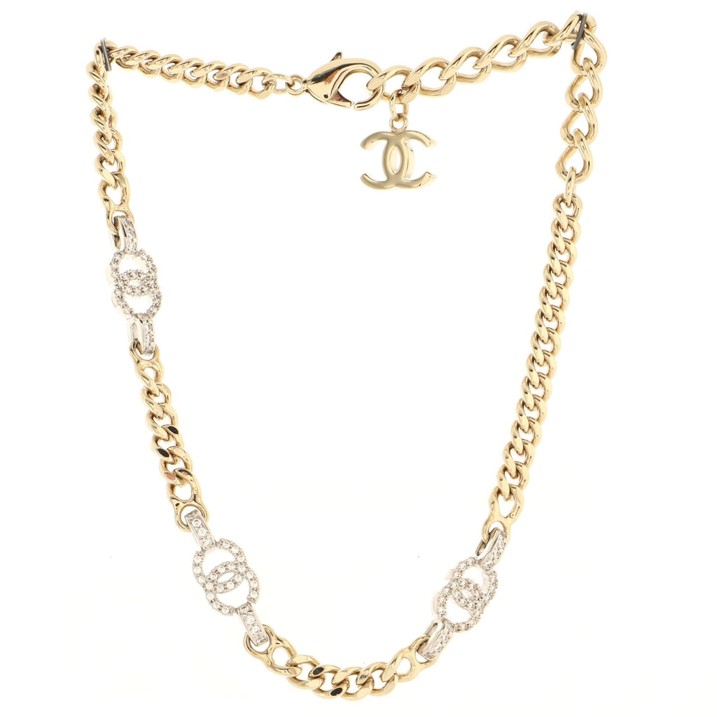CC Link Choker Necklace Metal with Crystals