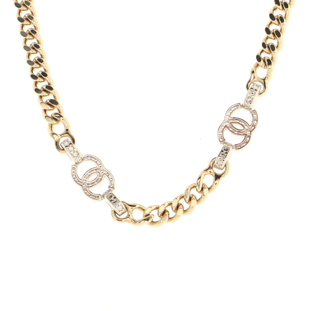CC Link Choker Necklace Metal with Crystals