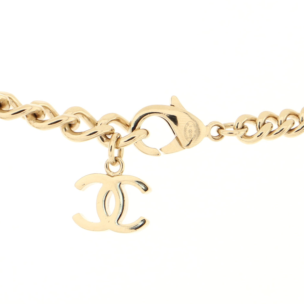 CC Link Choker Necklace Metal with Crystals