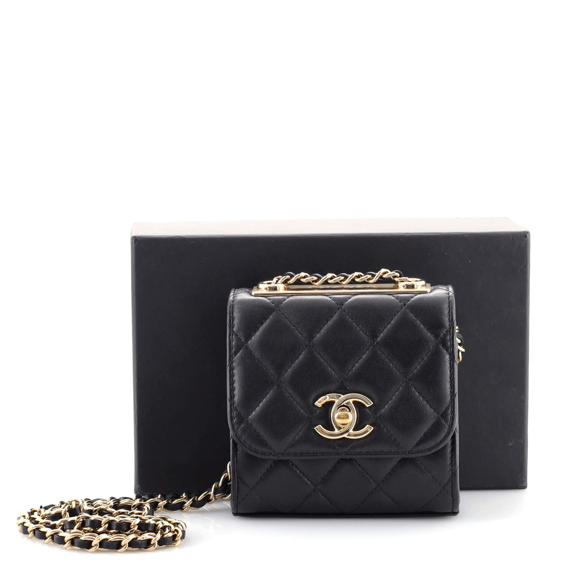 Trendy CC Clutch with Chain Quilted Lambskin Small
