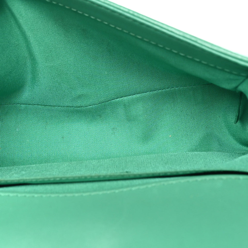 Lambskin Rubber Quilted Medium Two Tone Boy Flap Green Black
