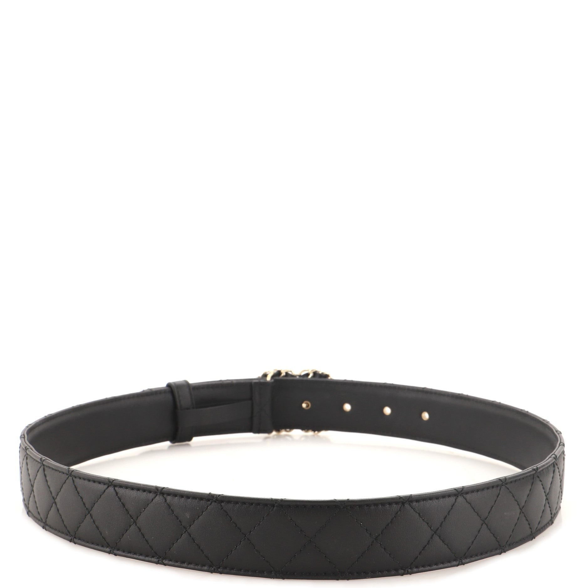 Woven Chain CC Buckle Belt Quilted Leather Medium 80