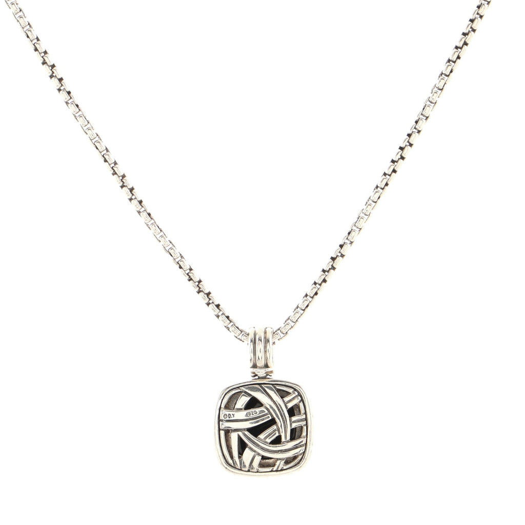 Albion Enhancer Pendant Necklace Sterling Silver with Black Onyx and Diamonds 14mm