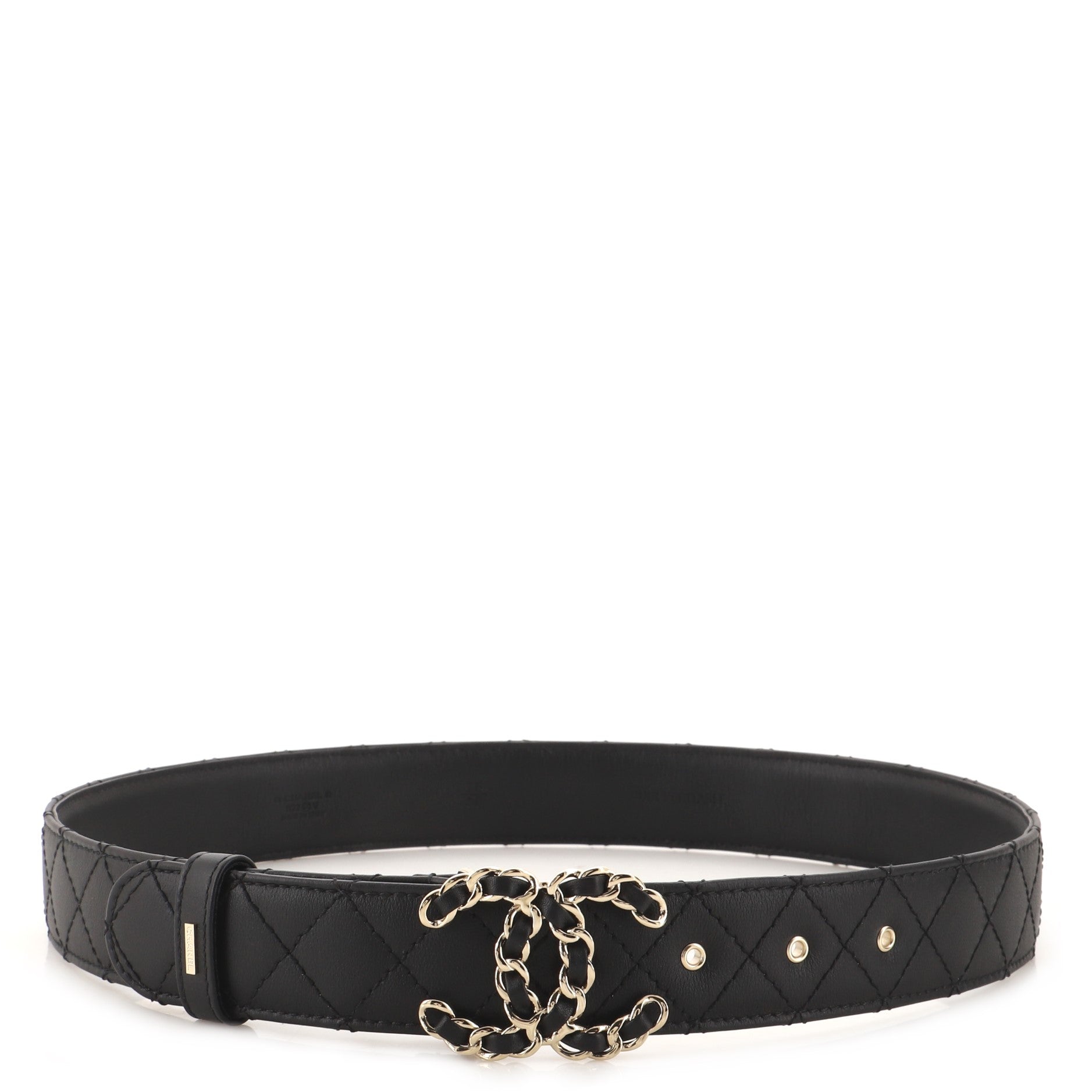 Woven Chain CC Buckle Belt Quilted Leather Medium 75