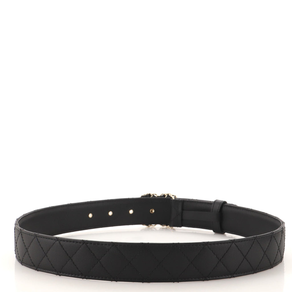 Woven Chain CC Buckle Belt Quilted Leather Medium 75