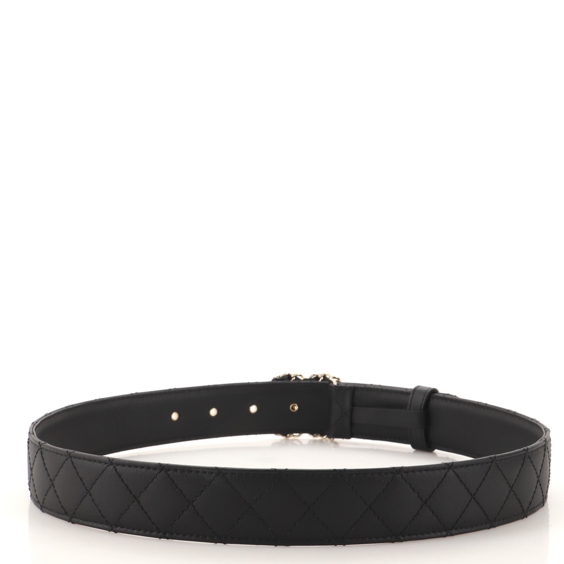 Woven Chain CC Buckle Belt Quilted Leather Medium 75