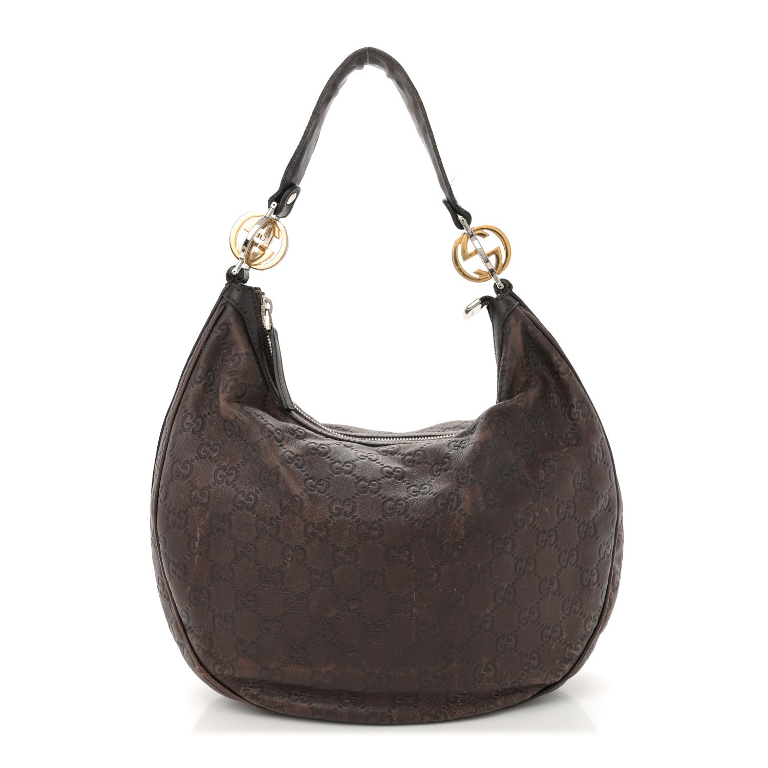 Guccissima Medium GG Twins Hobo Dark Brown
