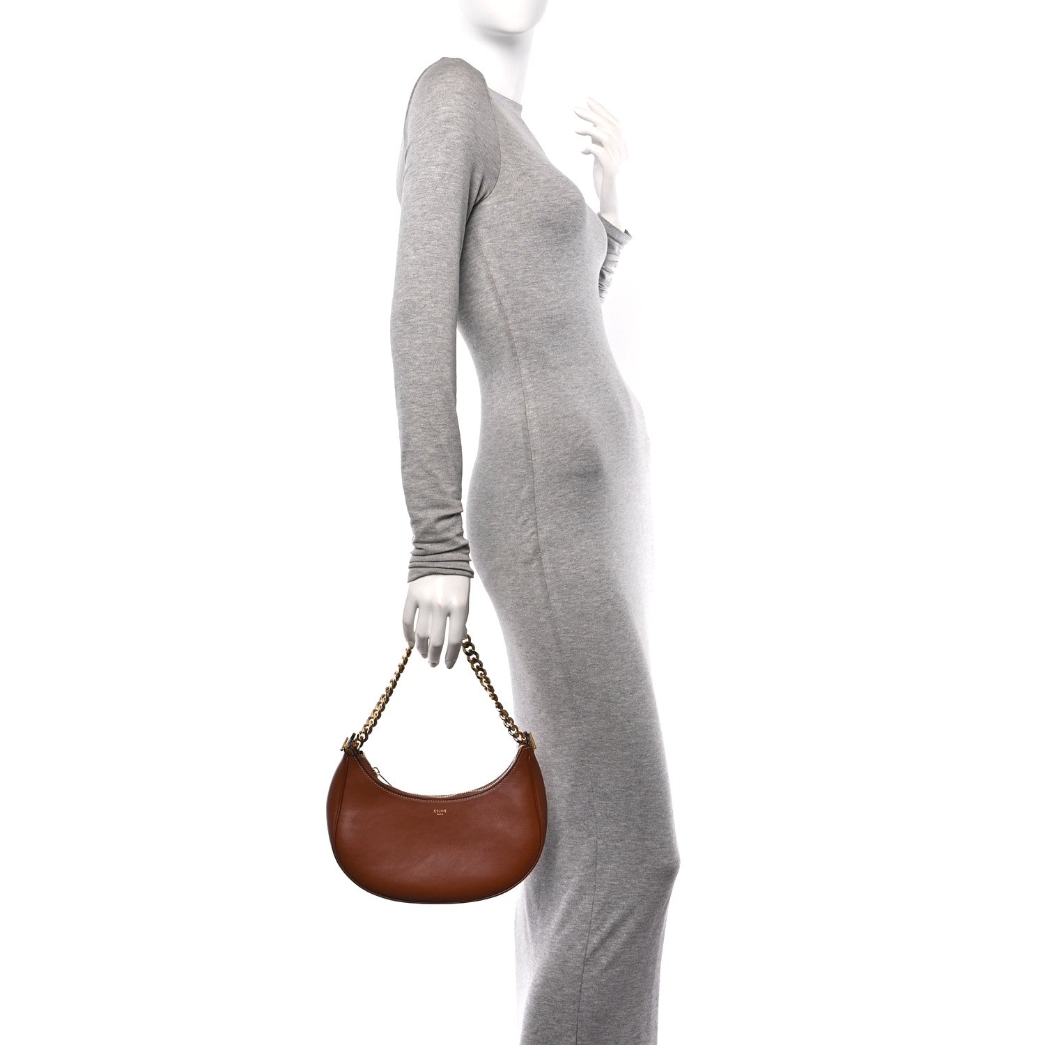 Smooth Calfskin Medium Chain Strap Ava Shoulder Bag Tan