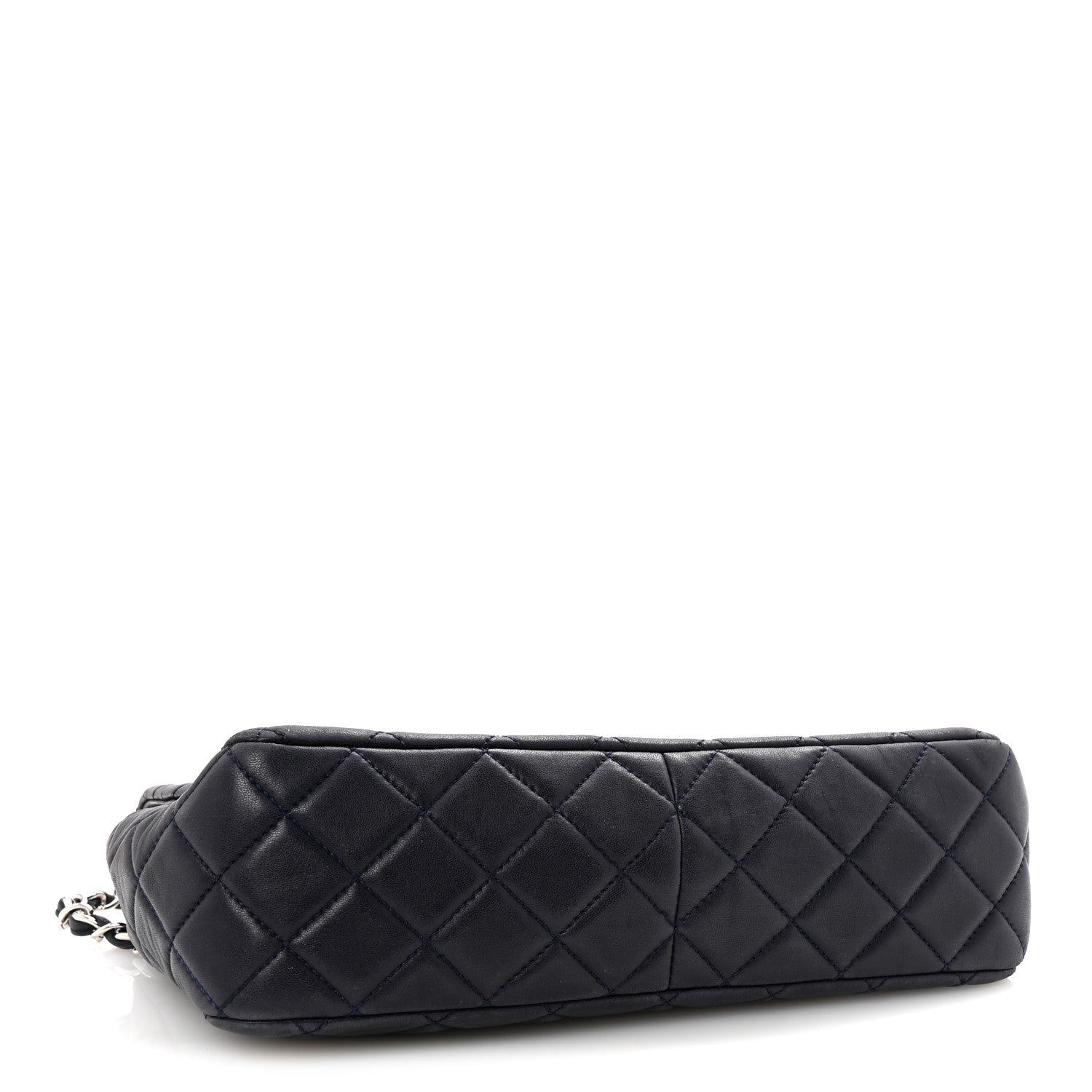 Lambskin Quilted Jumbo Single Flap Navy