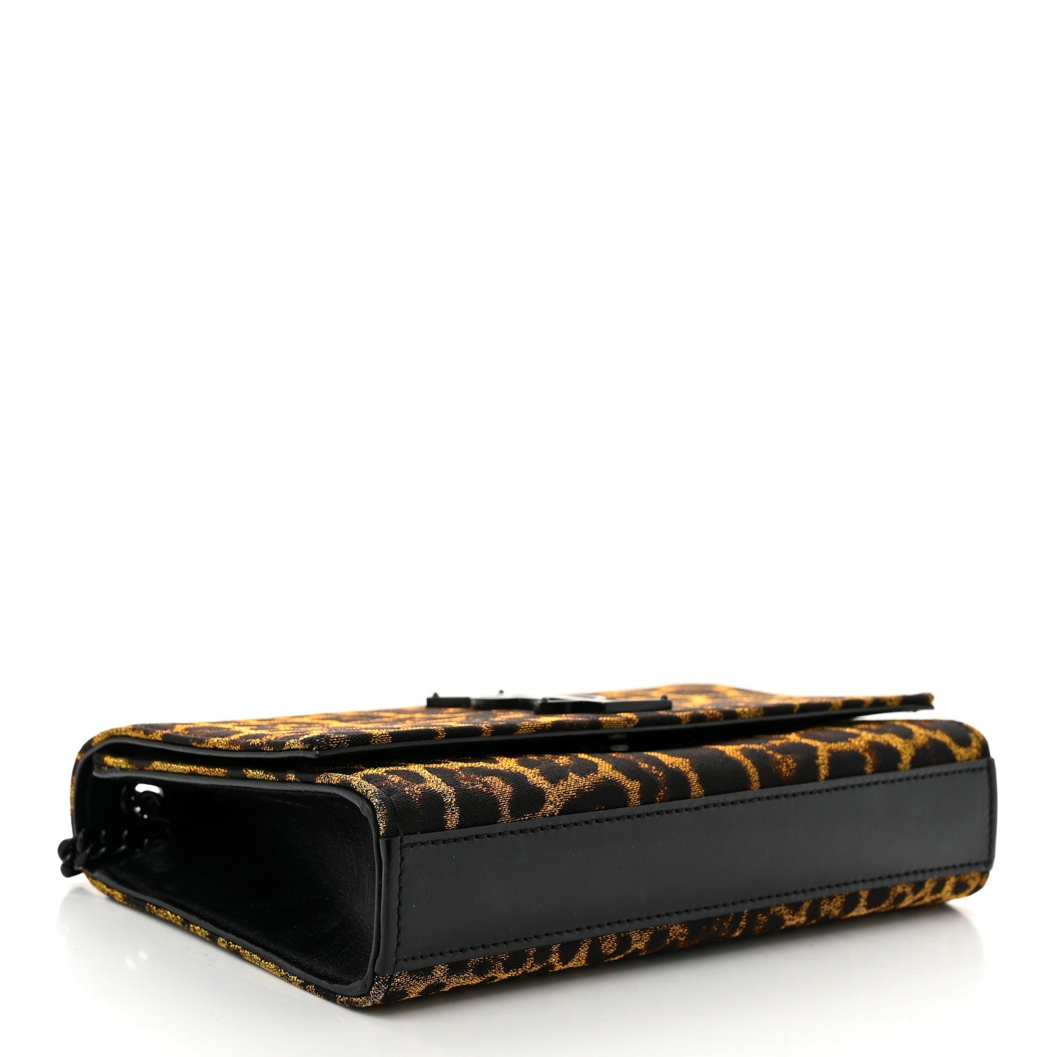 Jacquard Leopard Small Monogram Kate Satchel Oro Natural