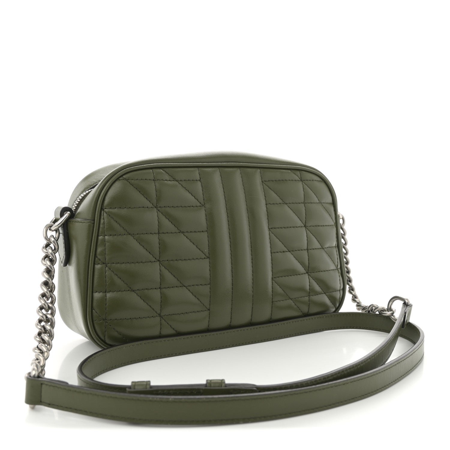 Calfskin Matelasse Aria Small GG Marmont Chain Shoulder Bag Military Wood