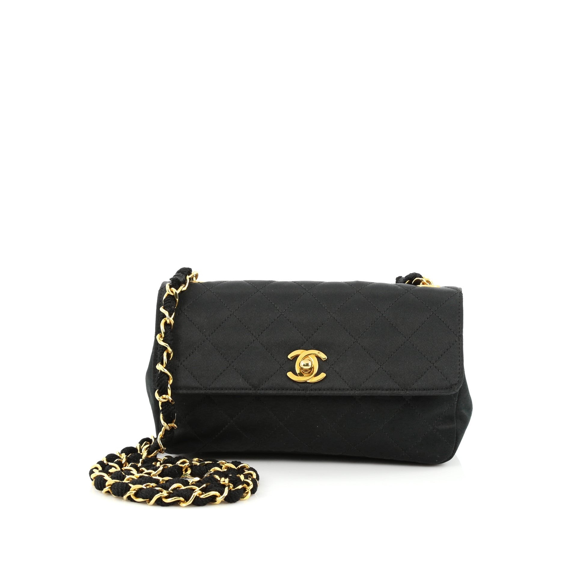 Vintage CC Chain Flap Bag Quilted Satin Mini