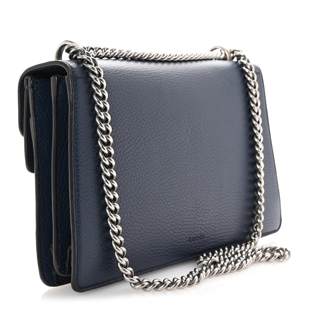 Pebbled Calfskin Small Dionysus Shoulder Bag Blue Agata