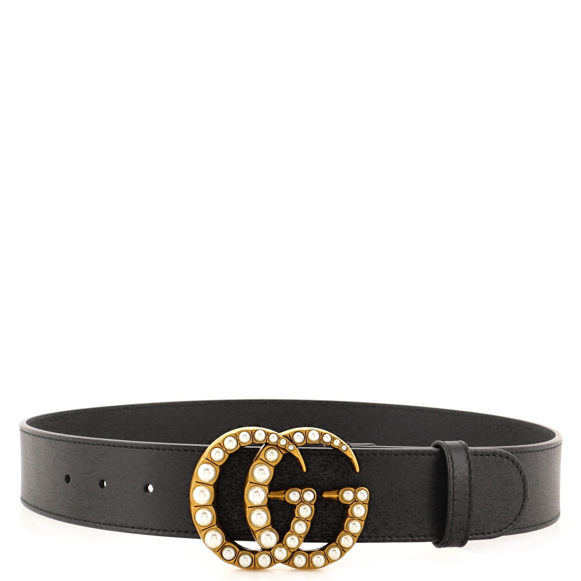 Pearly GG Marmont Belt Leather Wide 80