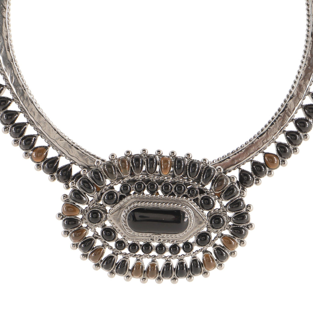 Oval Cluster Collar Necklace Metal with Enamel