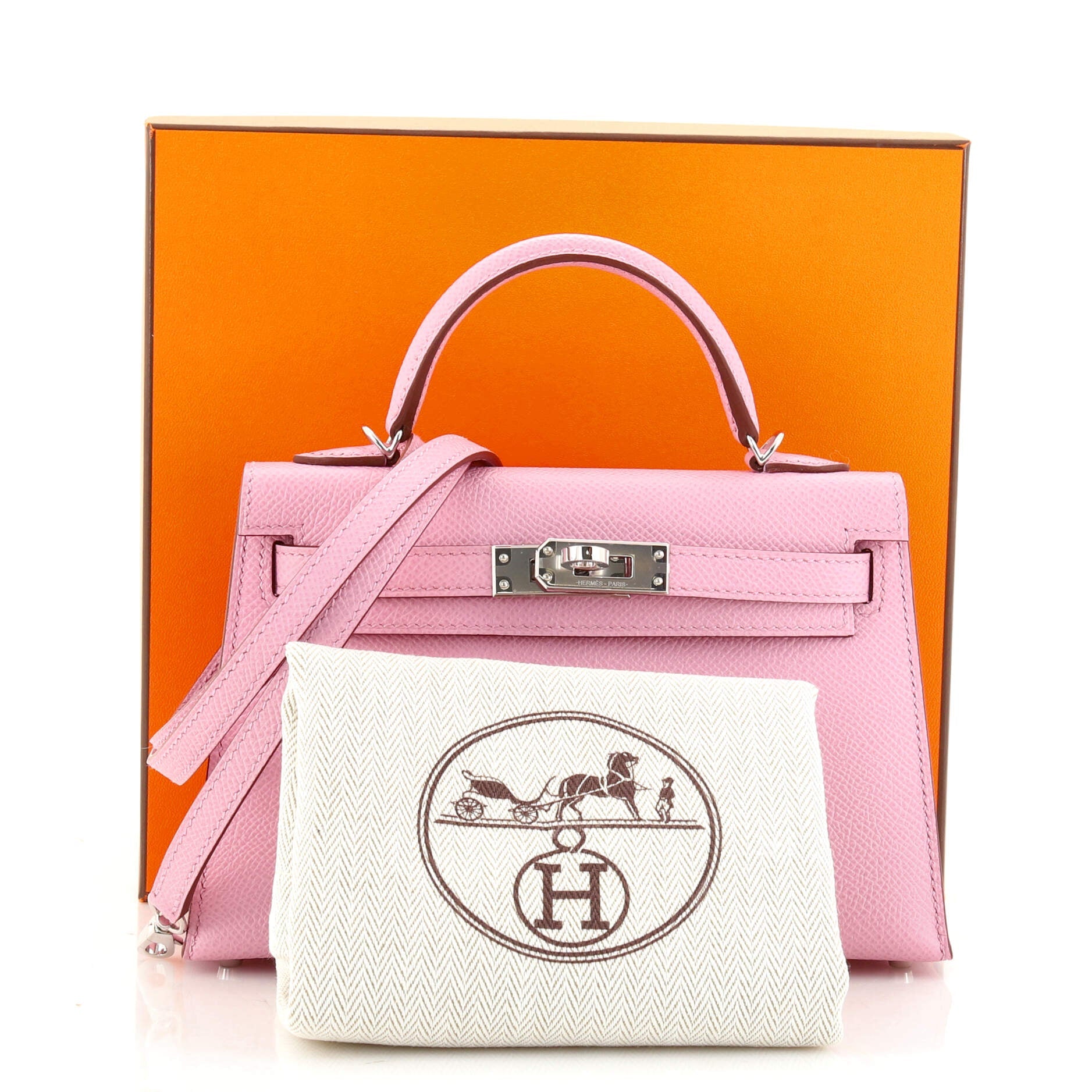 Kelly Mini II Bag Mauve Sylvestre Epsom with Palladium Hardware 20