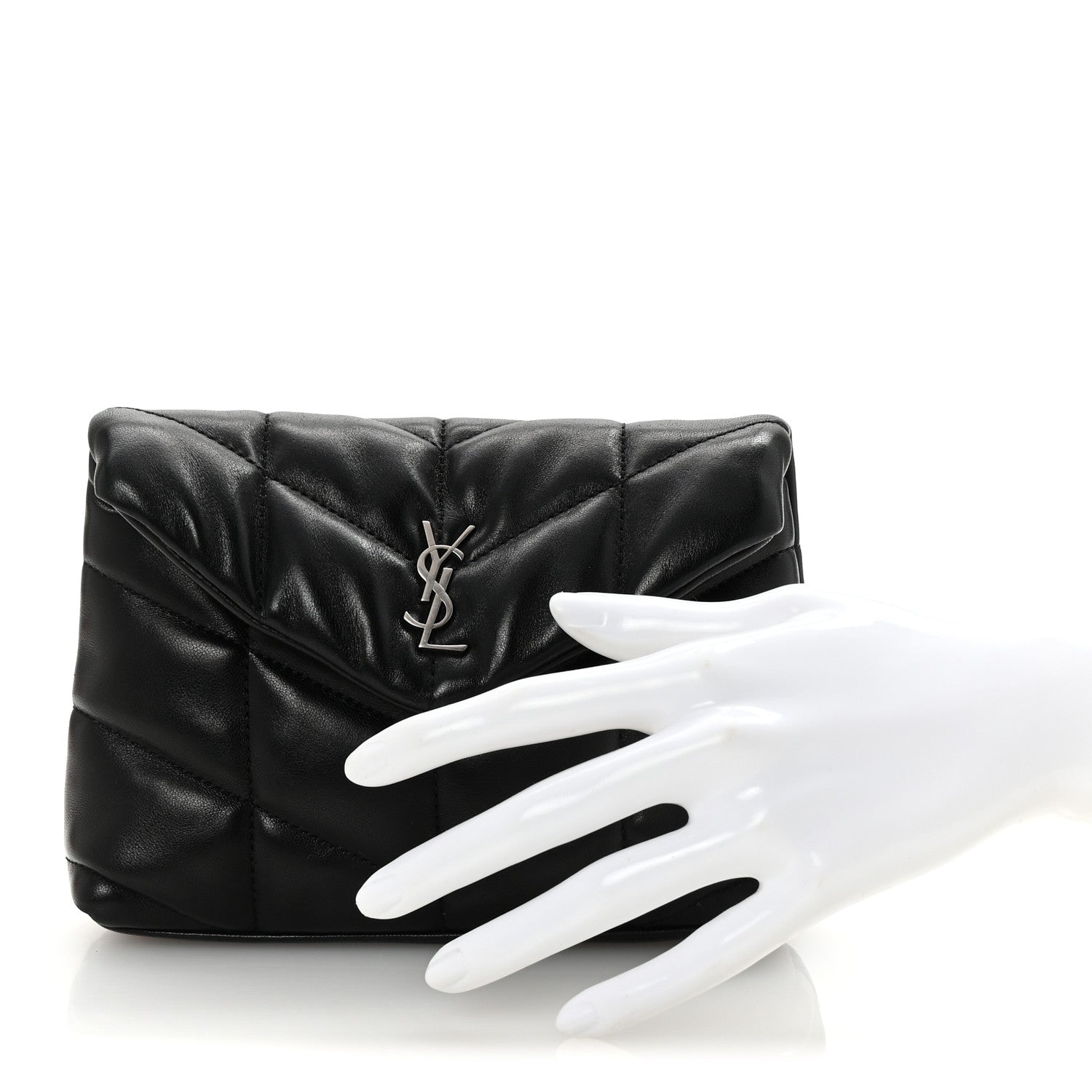 Lambskin Monogram Loulou Puffer Pouch Clutch Black