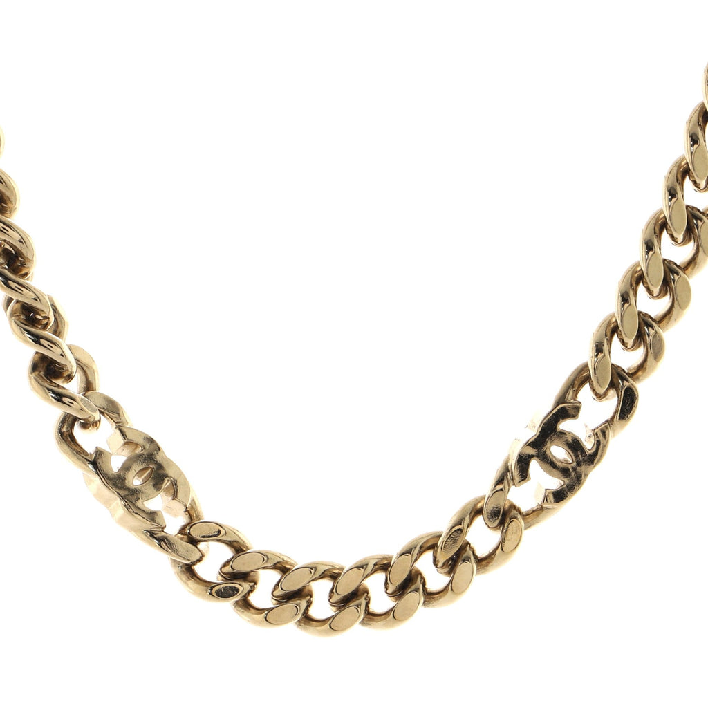 Triple CC Link Chain Choker Necklace Metal with Enamel