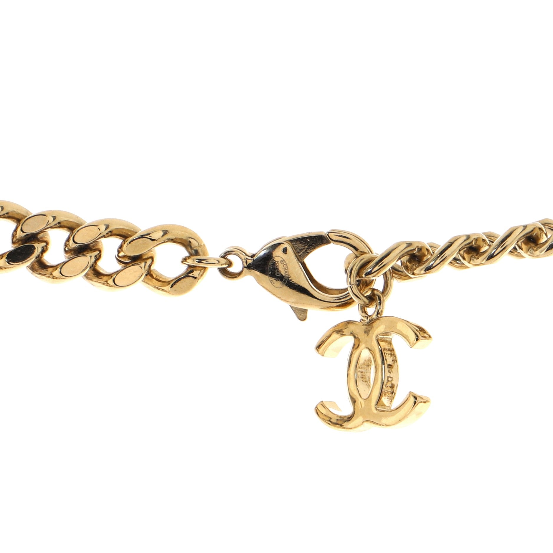 Triple CC Link Chain Choker Necklace Metal with Enamel